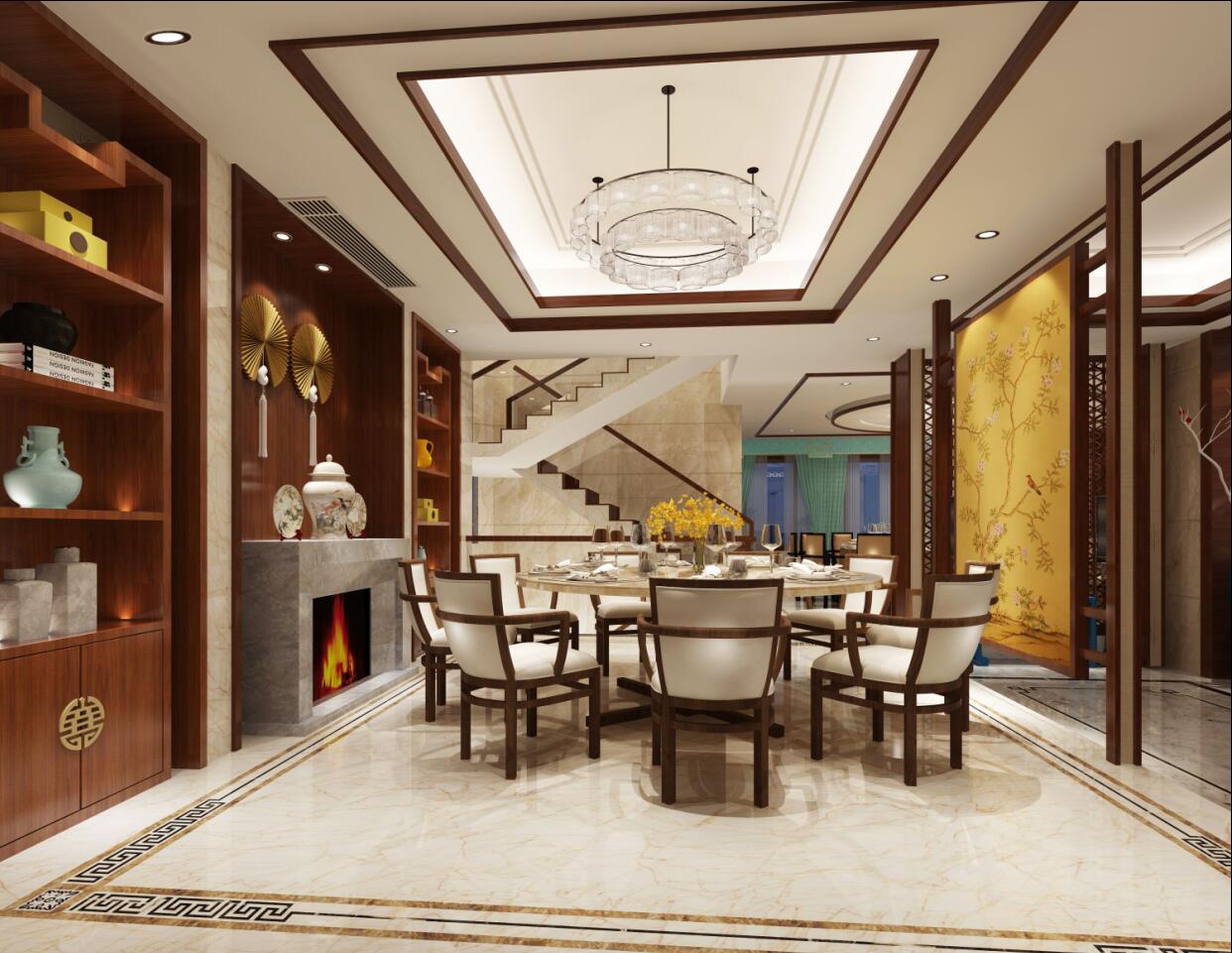 新古典别墅室内餐厅设计 – 设计本装修效果图