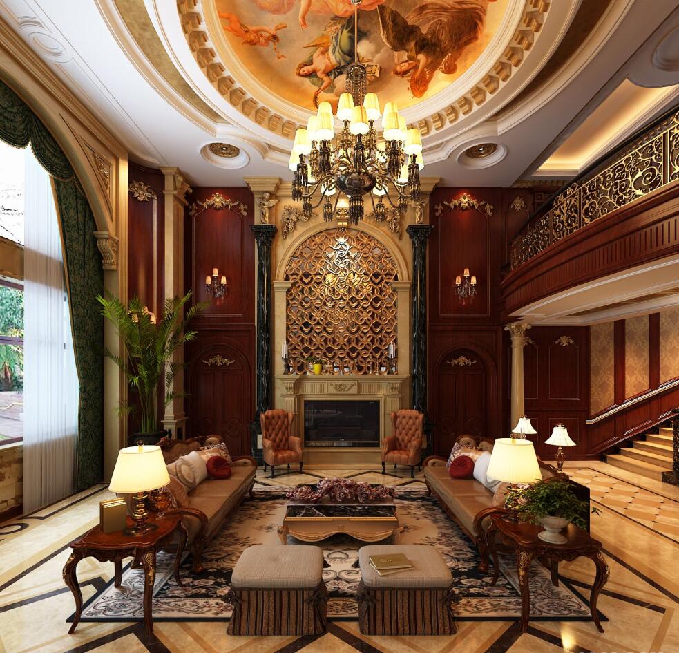 项目装修欧美古典风格设计方案展示,上海腾龙别墅设计师许文斌作品