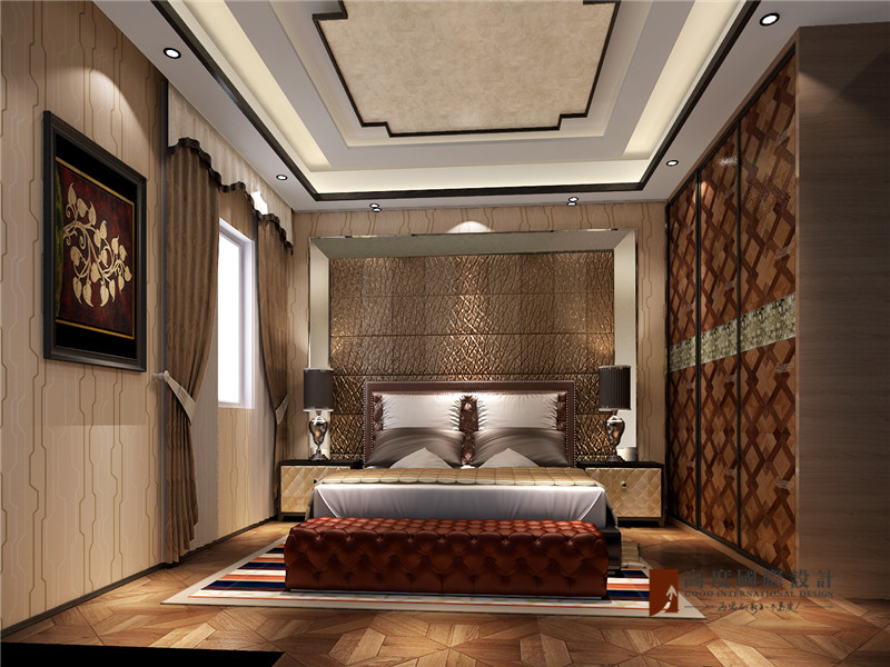 中式 别墅 跃层 大户型 复式 高帅富 80后 卧室图片来自高度国际姚吉智在观塘1000㎡轻奢中式别墅宅院的分享