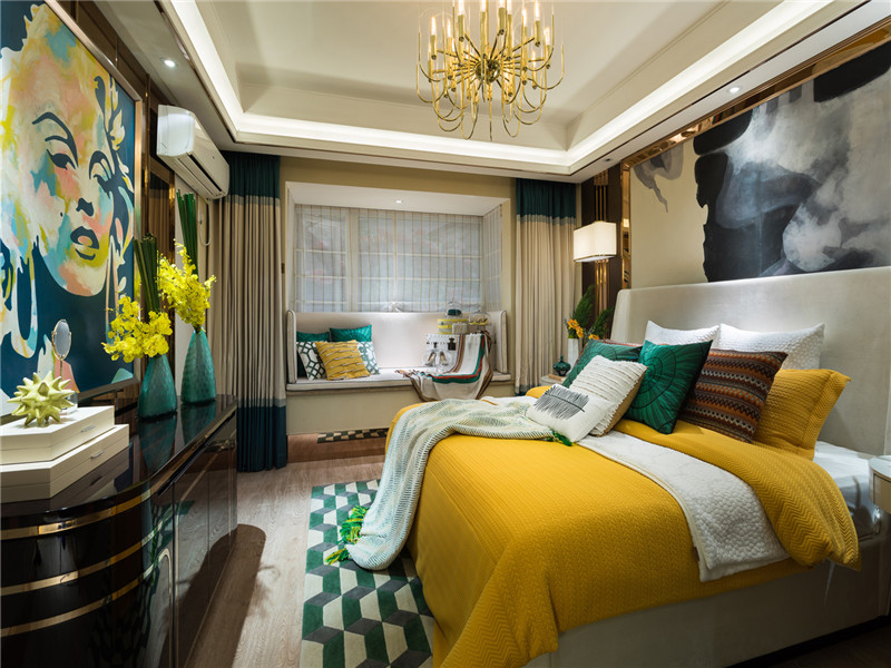 现代 三居 四居 大户型 复式 跃层 别墅 小资 卧室图片来自高度国际姚吉智在167平米现代轻奢时尚高贵的生活的分享