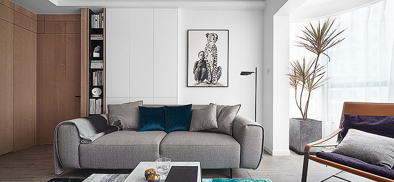 客厅图片来自家装大管家在时尚低调质感 105平现代简约3居的分享