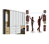 室内的高柜储物储物空间都分为三个分区90cm到190cm收纳常用物品；0到90cm收纳次常用物品；190cm到柜子的顶部收纳不常用物品；有条理的将家居物品分类、分区的收纳更加适合当代人的生活方式。