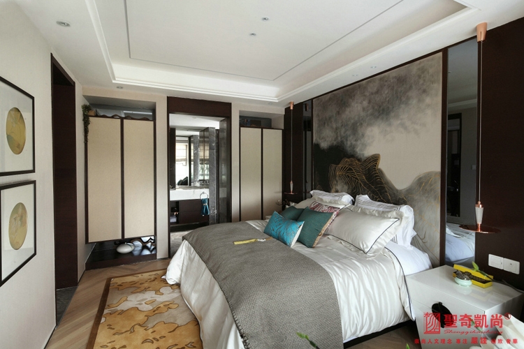 简约 新中式 三居 白领 收纳 卧室图片来自圣奇凯尚室内设计工作室在圣奇凯尚装饰--领秀慧谷的分享