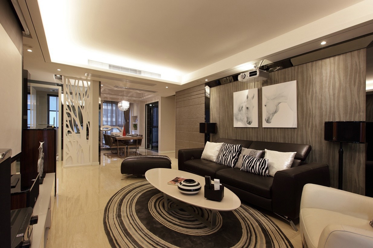 客厅图片来自西安峰光无限装饰在中铁建国际城三室135平现代风格的分享