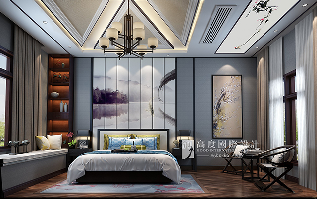 简约 欧式 田园 混搭 别墅 白领 收纳 旧房改造 80后 卧室图片来自杭州高度国际装饰设计在潮闻天下291平方新中式风格的分享