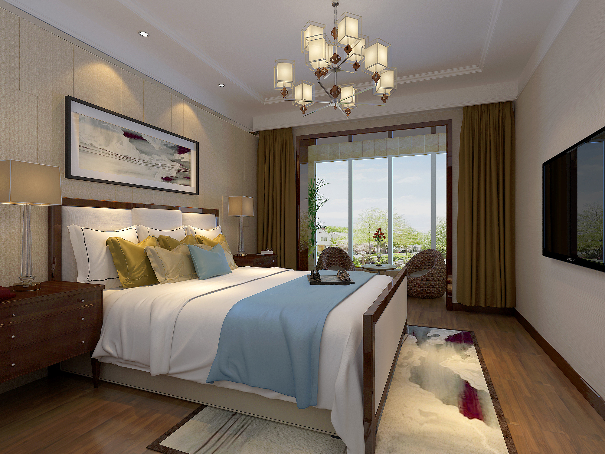 新中式 卧室图片来自阿布的小茅屋15034052435在晋阳湖壹号190平米--新中式的分享
