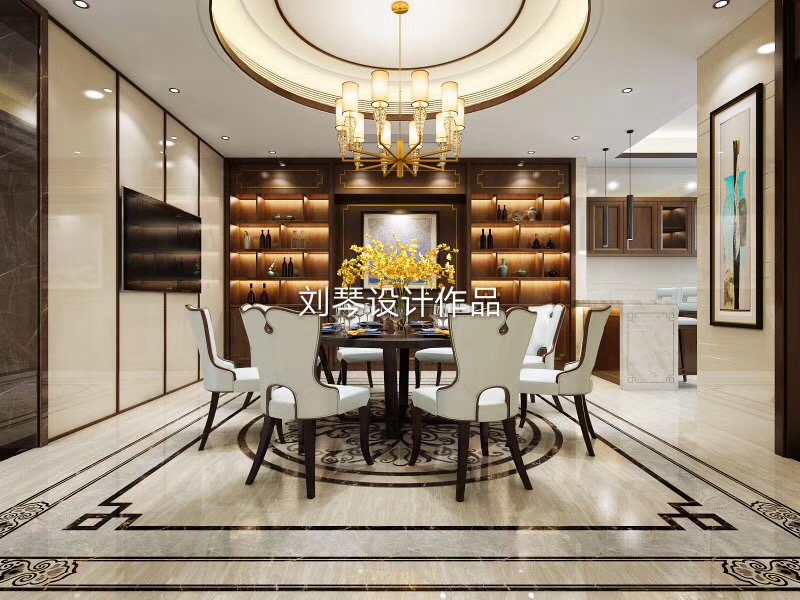 新中式设计 别墅设计 中式别墅装 西安日升装 餐厅图片来自装修设计芳芳在西安600平新中式别墅设计的分享