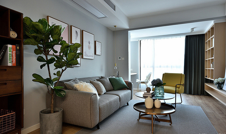 客厅图片来自家装大管家在简约温润 96平北欧时尚三口之家的分享