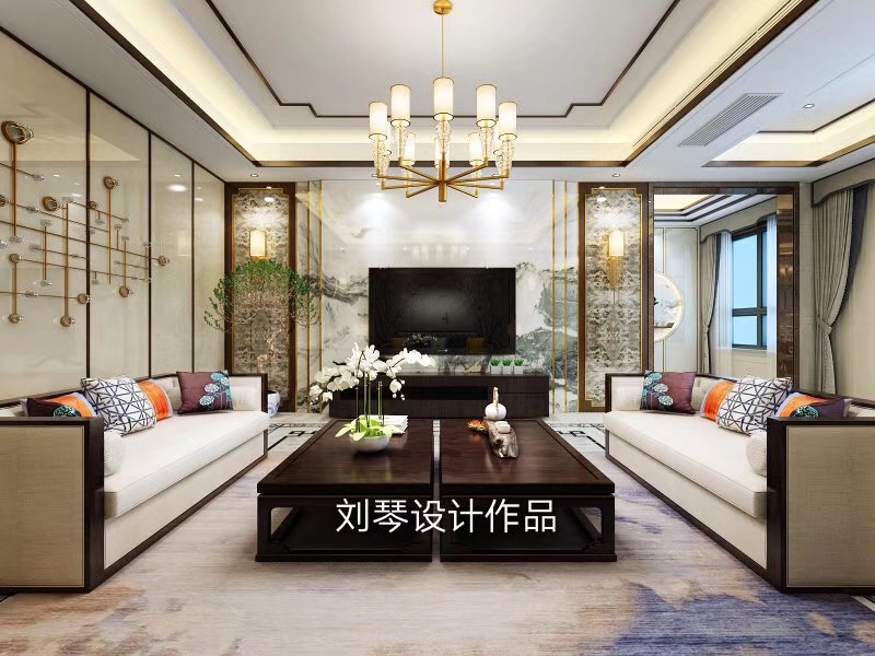 新中式设计 别墅设计 中式别墅装 西安日升装 客厅图片来自装修设计芳芳在西安600平新中式别墅设计的分享