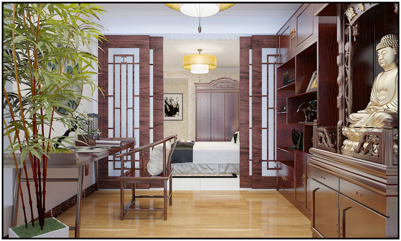 卧室图片来自金空间装饰集团在汇金城新中式风的分享