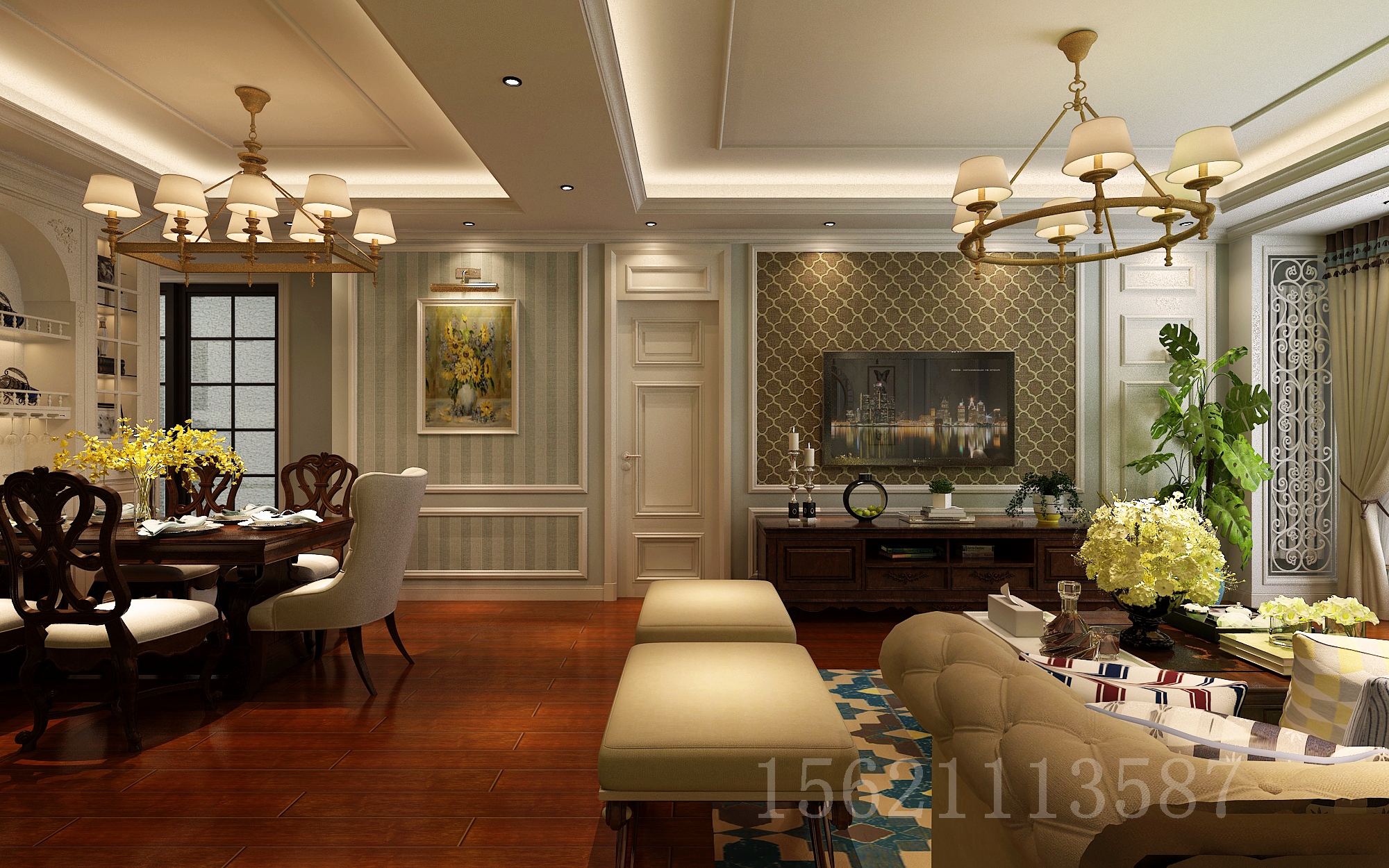 美式风格 客厅 客厅图片来自阔达装饰小段在晓港名城141平 美式风格的分享