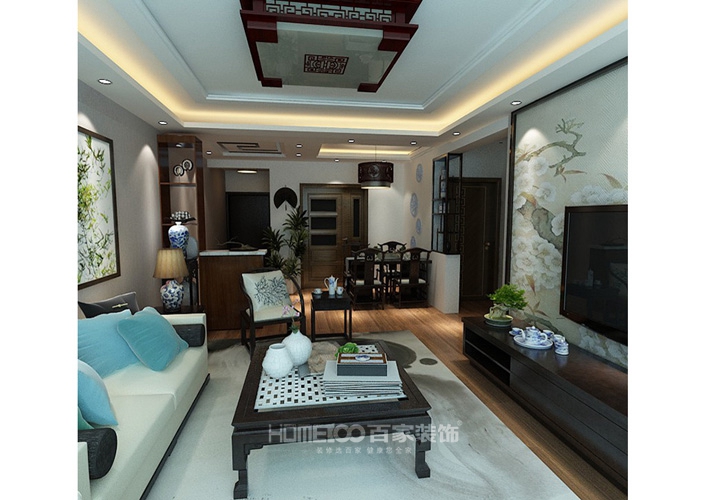 三居 其仕和裕 现代中式 客厅图片来自百家设计小刘在其仕和裕100平中式风格半包4万的分享