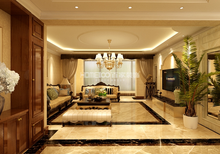 欧式风格 尚景新世界 大户型 客厅图片来自百家设计小刘在尚景新世界177平欧式风格半包8万的分享