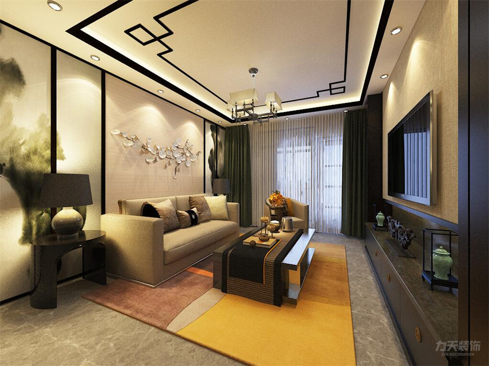 两居室 新中式 富力尚悦居 客厅图片来自阳光放扉er在力天装饰-富力 尚悦居-110㎡的分享