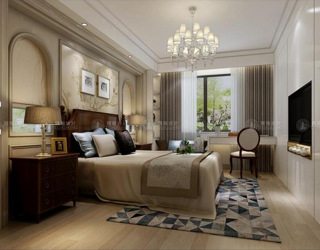 达安圣芭芭 别墅装修 欧式风格 腾龙设计 卧室图片来自室内设计师徐文在达安圣芭芭220平别墅项目设计的分享