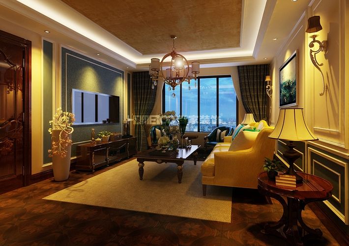 三居 万锦香樟树 北美风格 客厅图片来自百家设计小刘在中海国际167平新中式风格的分享