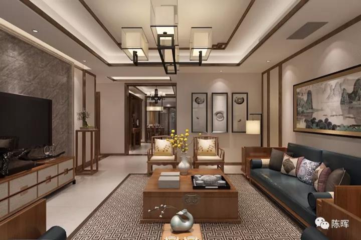 简约 四居 中式 新中式 别墅 客厅图片来自众意装饰 李潇在一曲江山新中式风格案例的分享