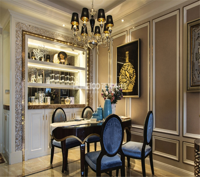 三居 金地铂悦 新古典风格 餐厅图片来自百家设计小刘在金地铂悦128平新古典风格的分享