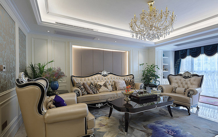 客厅图片来自家装大管家在时尚情怀 125平欧式古典雅致3居的分享