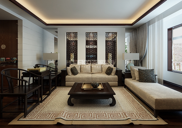 尚景新世界 三居 现代中式 客厅图片来自百家设计小刘在尚景新世界160平现代中式的分享