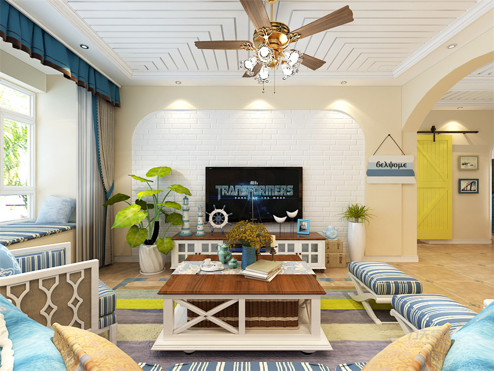 二居 地中海 蘭园 客厅图片来自阳光力天装饰在蘭园-63.84㎡-地中海风格的分享