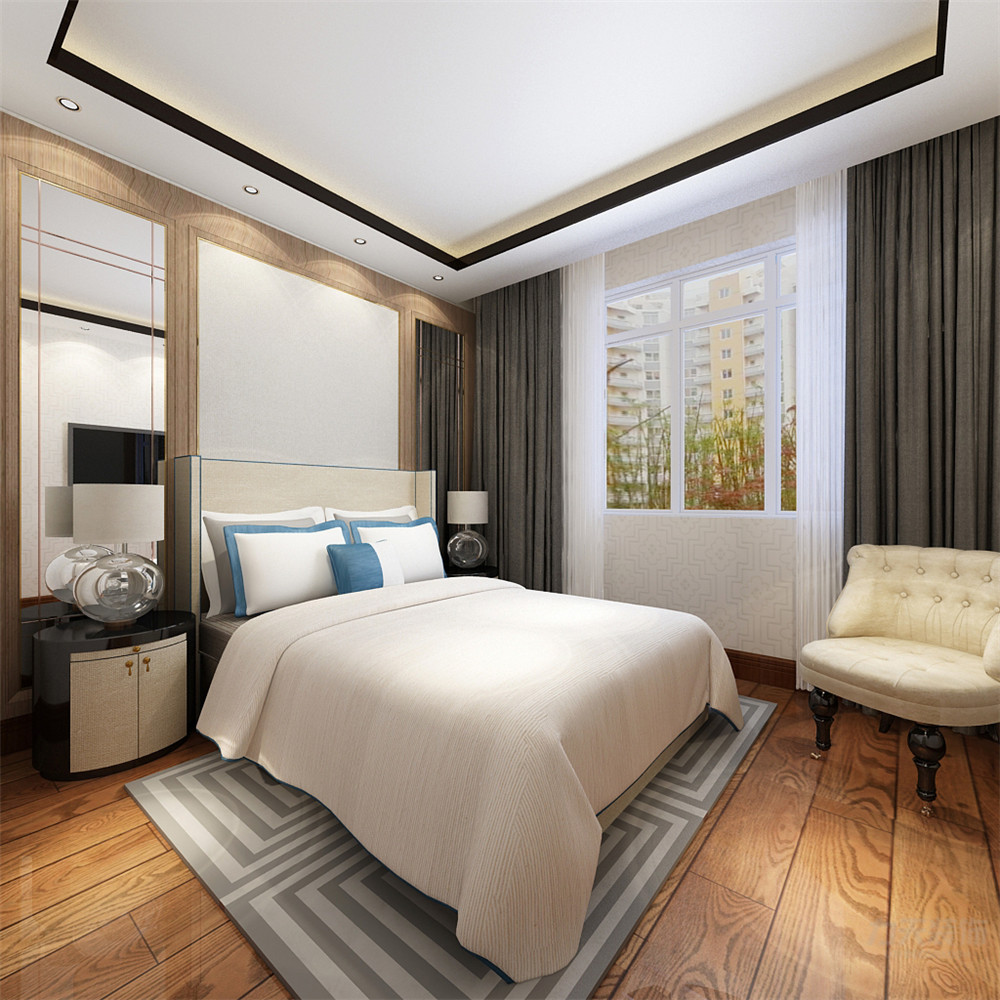 二居 新中式风格 卧室图片来自阳光力天装饰在远洋城-77㎡-新中式风格的分享