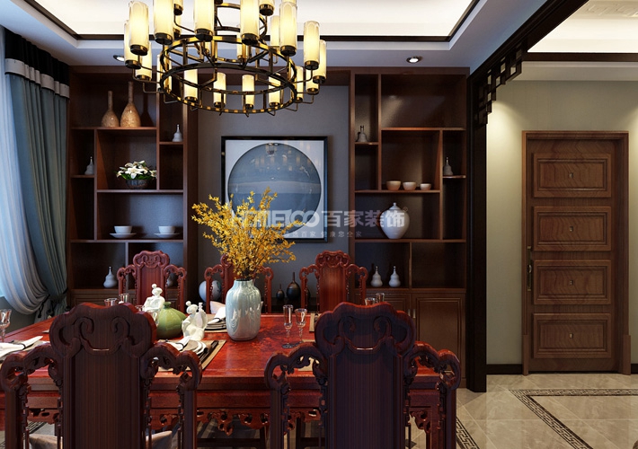 大户型 金地铂悦 中式风格 餐厅图片来自百家设计小刘在金地铂悦220平中式风格半包12万的分享
