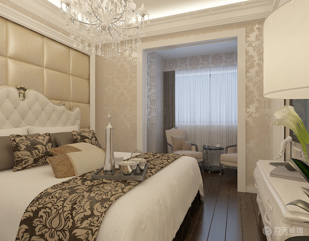 欧式 简约 复式 白领 80后 卧室图片来自阳光力天装饰在力天装饰-珑著-185㎡-简欧风格的分享