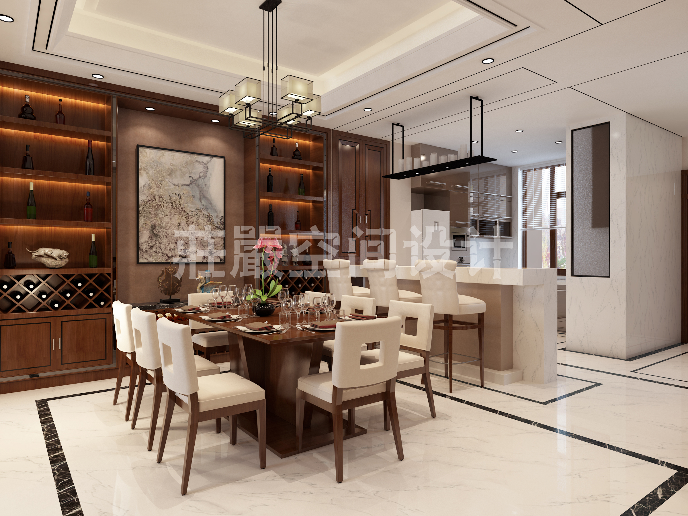 欧式 简约 别墅 客厅 卧室 厨房图片来自庄严空间设计在烟台国际公馆别墅设计的分享