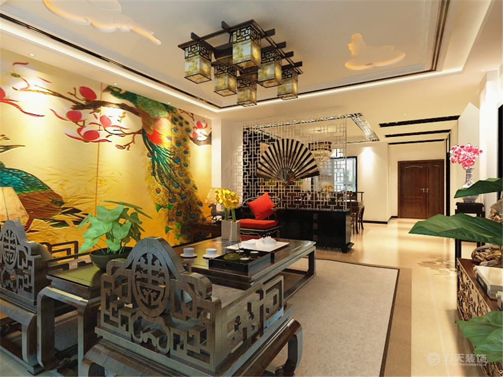 别墅 白领 中式 古典 客厅图片来自阳光力天装饰在力天装饰-博雅苑-223㎡-中式风格的分享