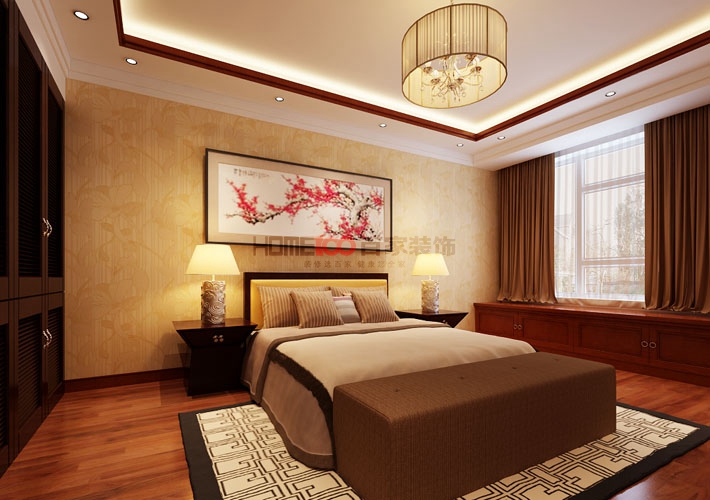 三居 翔凤华园 新中式风格 卧室图片来自百家设计小刘在翔凤华园150平新中式风格半包6万的分享