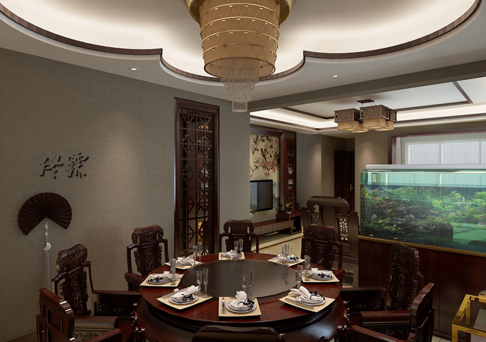 别墅 龙湖滟澜山 中式风格 餐厅图片来自百家设计小刘在龙湖滟澜山320平中式风格的分享