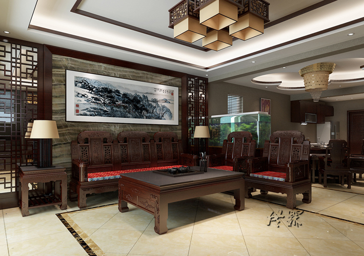 别墅 龙湖滟澜山 中式风格 客厅图片来自百家设计小刘在龙湖滟澜山320平中式风格的分享