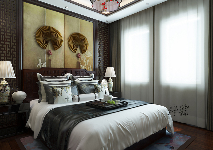 别墅 龙湖滟澜山 中式风格 卧室图片来自百家设计小刘在龙湖滟澜山320平中式风格的分享