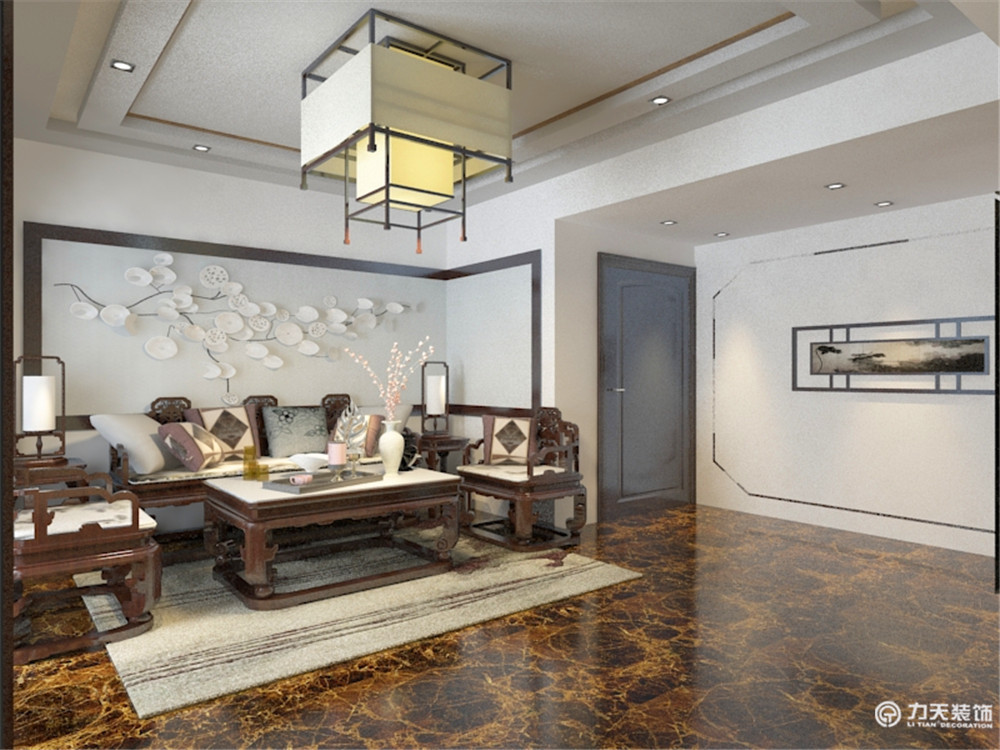 三居 白领 收纳 小资 中式 客厅图片来自阳光力天装饰在力天装饰-生态城-100㎡-新中式的分享