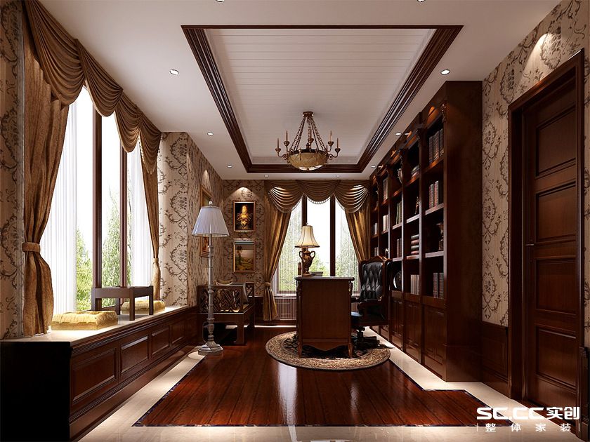 三居 美式 别墅 青特赫山 书房图片来自快乐彩在青特赫山210平全屋设计的分享