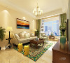 采用简单大方的欧式家具，沙发背景墙整体采用淡黄色乳胶漆
