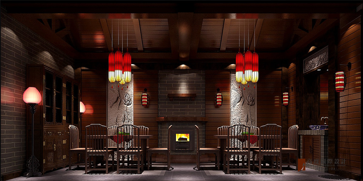 中式 别墅 大户型 复式 跃层 80后 高帅富 四合院 餐厅图片来自高度国际姚吉智在1000㎡新中式私人四合院造价不菲的分享