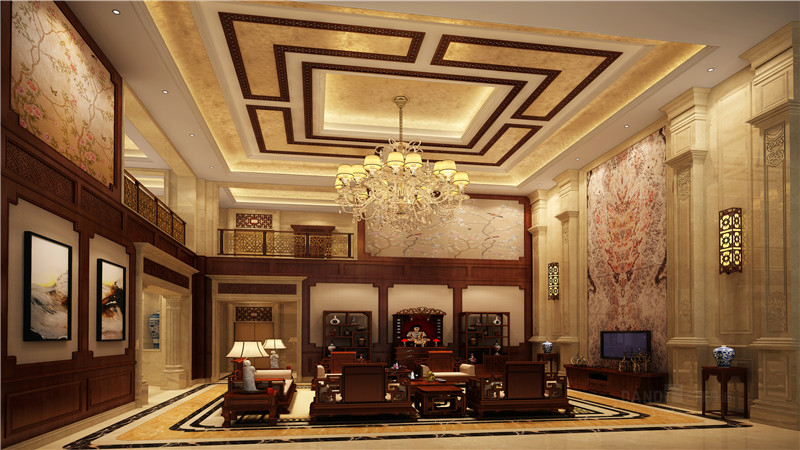 别墅 简约 客厅图片来自名雕丹迪在中式，1200平方，自建别墅的分享