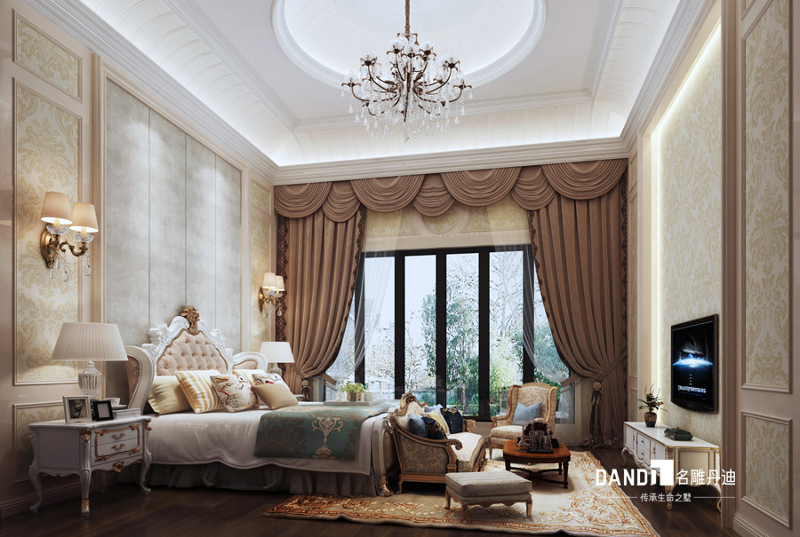 欧式 别墅 卧室图片来自名雕丹迪在新世界名携--600平-欧式的分享