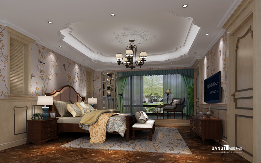 别墅 欧式 美式 卧室图片来自名雕丹迪在龟山花园-460-美式风格的分享