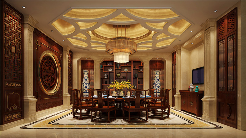别墅 简约 餐厅图片来自名雕丹迪在中式，1200平方，自建别墅的分享
