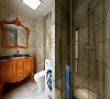 欧式风格的洗手间在墙砖的搭配上配有花纹图案，加入一些设计元素，瞬间提升卫生间的档次。与整个空间想呼应。同时也可以让小空间高大尚。