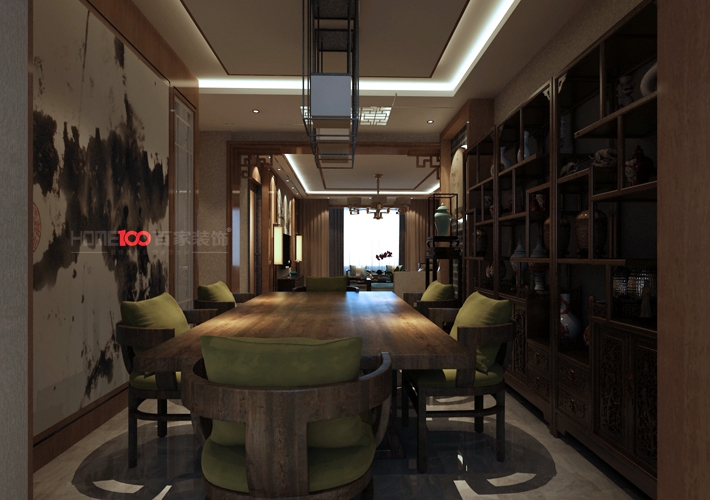 三居 龙湖唐宁 新中式风格 餐厅图片来自百家设计小刘在龙湖唐宁one160平新中式风格的分享