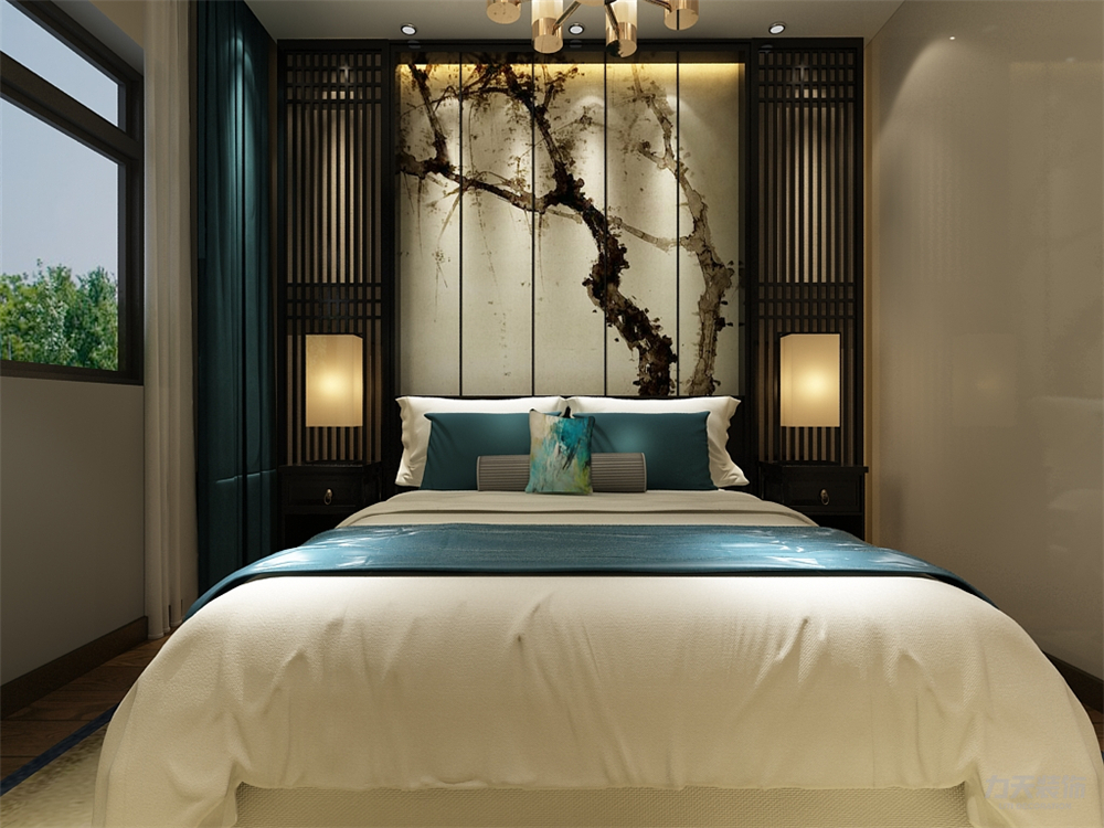 中式 新中式 二居 收纳 小资 卧室图片来自阳光放扉er在力天装饰-融创融园-114㎡-中式的分享