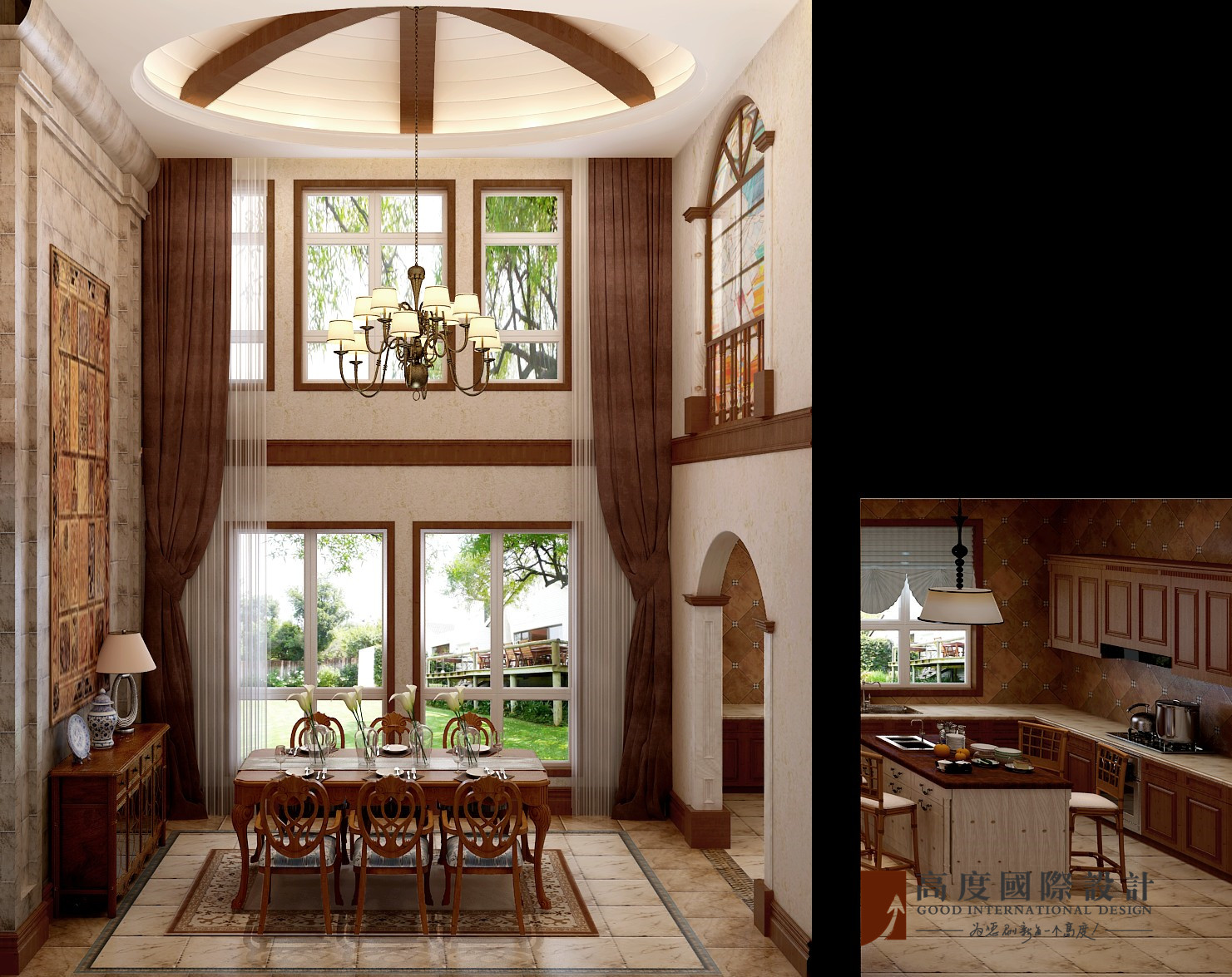 美式 别墅 大户型 跃层 复式 小资 80后 餐厅图片来自高度国际姚吉智在304平米美式乡村经典独栋别墅的分享