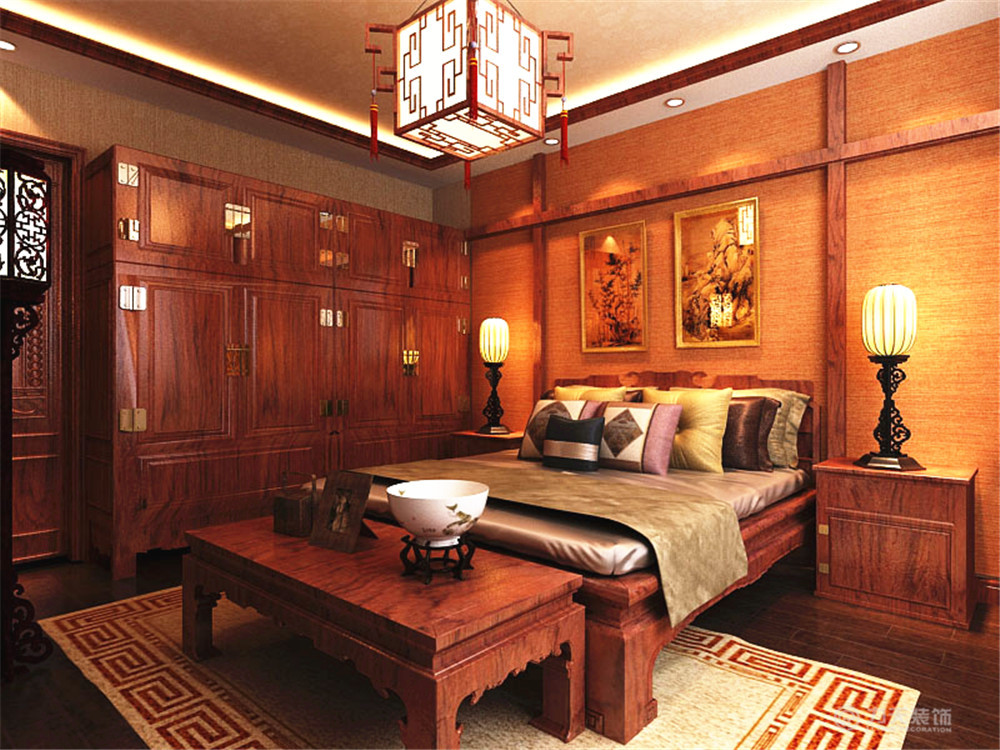 中式 二居 古典 收纳 卧室图片来自阳光放扉er在力天装饰-恒益龙庭104㎡-中式的分享