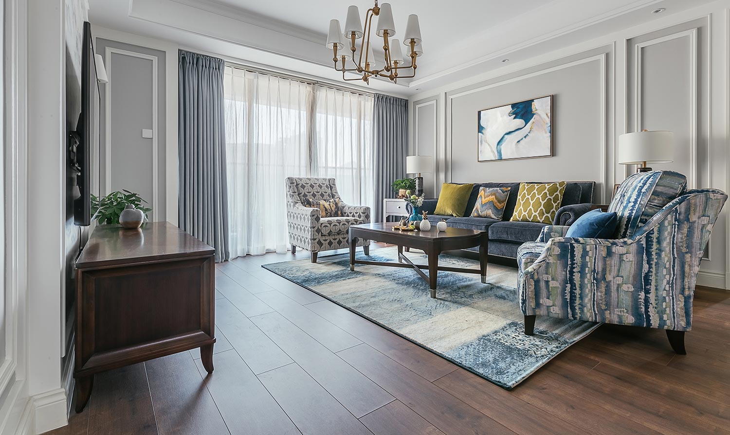 简约 美式 客厅图片来自别墅设计师杨洋在宁静美式风格设计-简约之美的分享