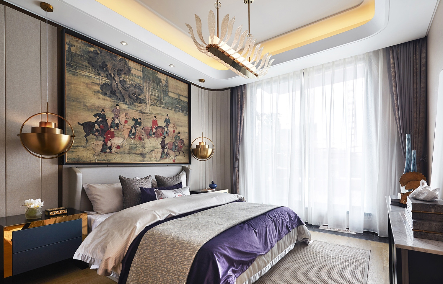 新中式 别墅 卧室图片来自别墅设计师杨洋在唯美生活 现代中式之风的分享