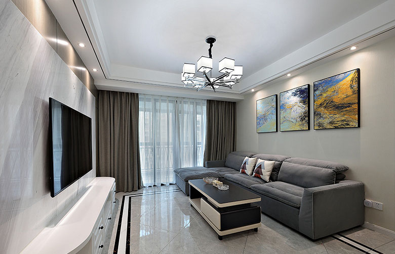 客厅图片来自家装大管家在美观舒适 139平现代大气风3居室的分享